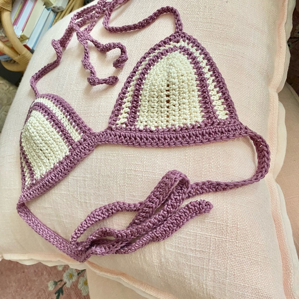 Vanilla Plum Crochet Triangle Bikini Top - Women’s Swim